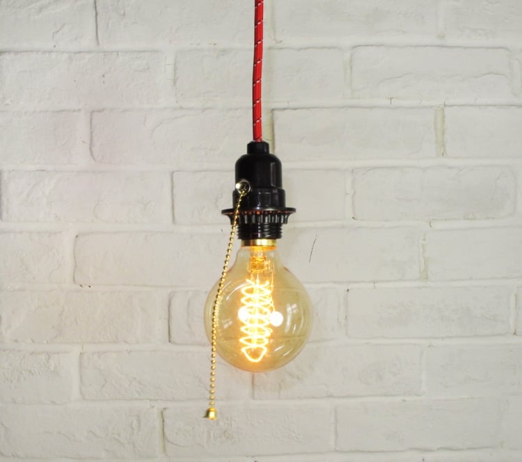 Lampe Glühbirne Kabel rot Vintage Look