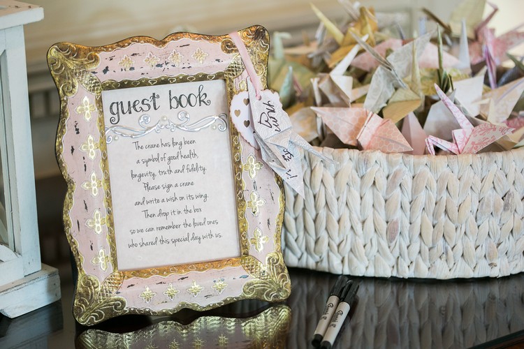 Gästebuch Hochzeit gestalten Origami falten Kraniche