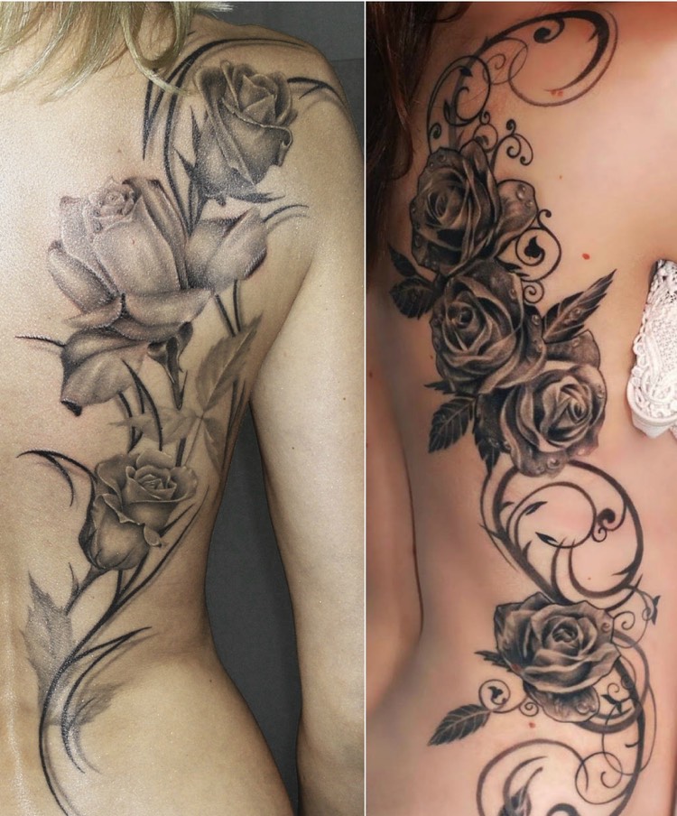 Tattoo Ranke Rücken Rosen großflächig