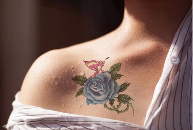 Tattoo Ranke blaue Rose