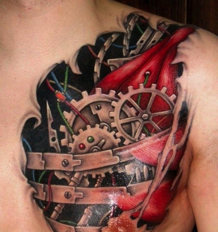coole Tattoos für Männer Biomechanik Herz