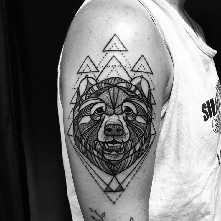 coole Tattoos für Männer geometrisch Bär