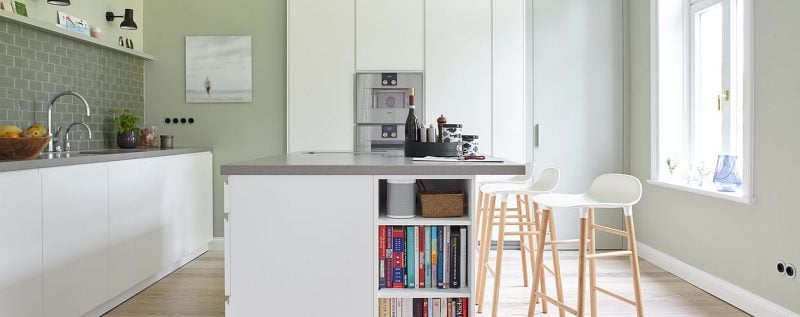 Küche Wandfarbe Salbei moderner Look