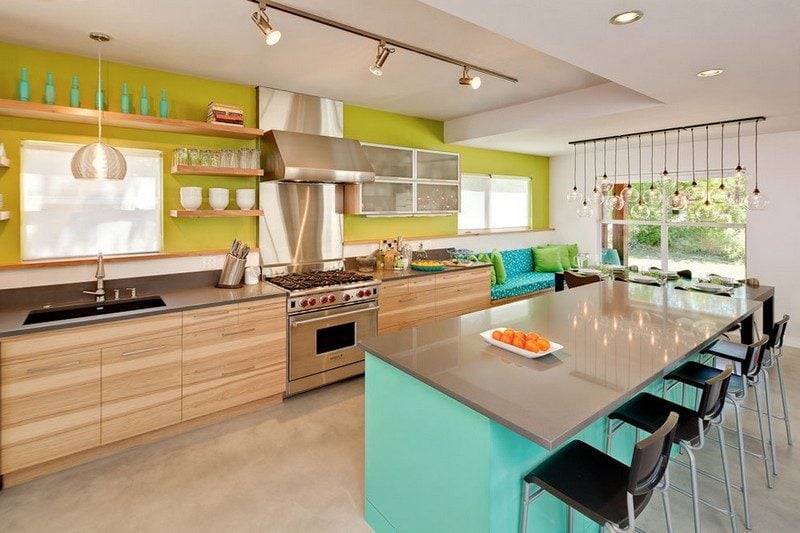 Küche Wandfarbe Olivgrün Akzentwand