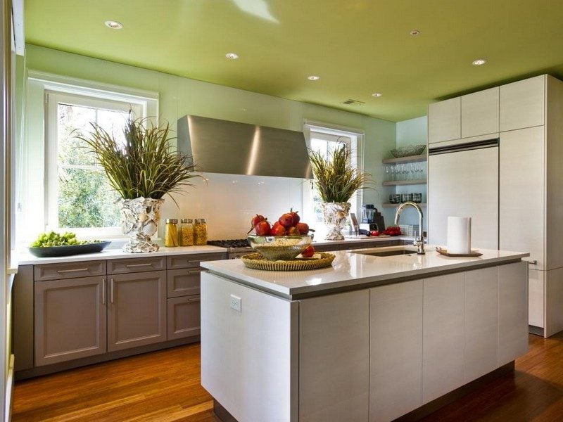 Küche Wandfarbe Olivgrün herrlicher Look