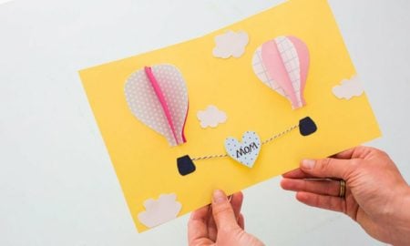 Karte Muttertag basteln tolle Idee Heißluftballons 3D