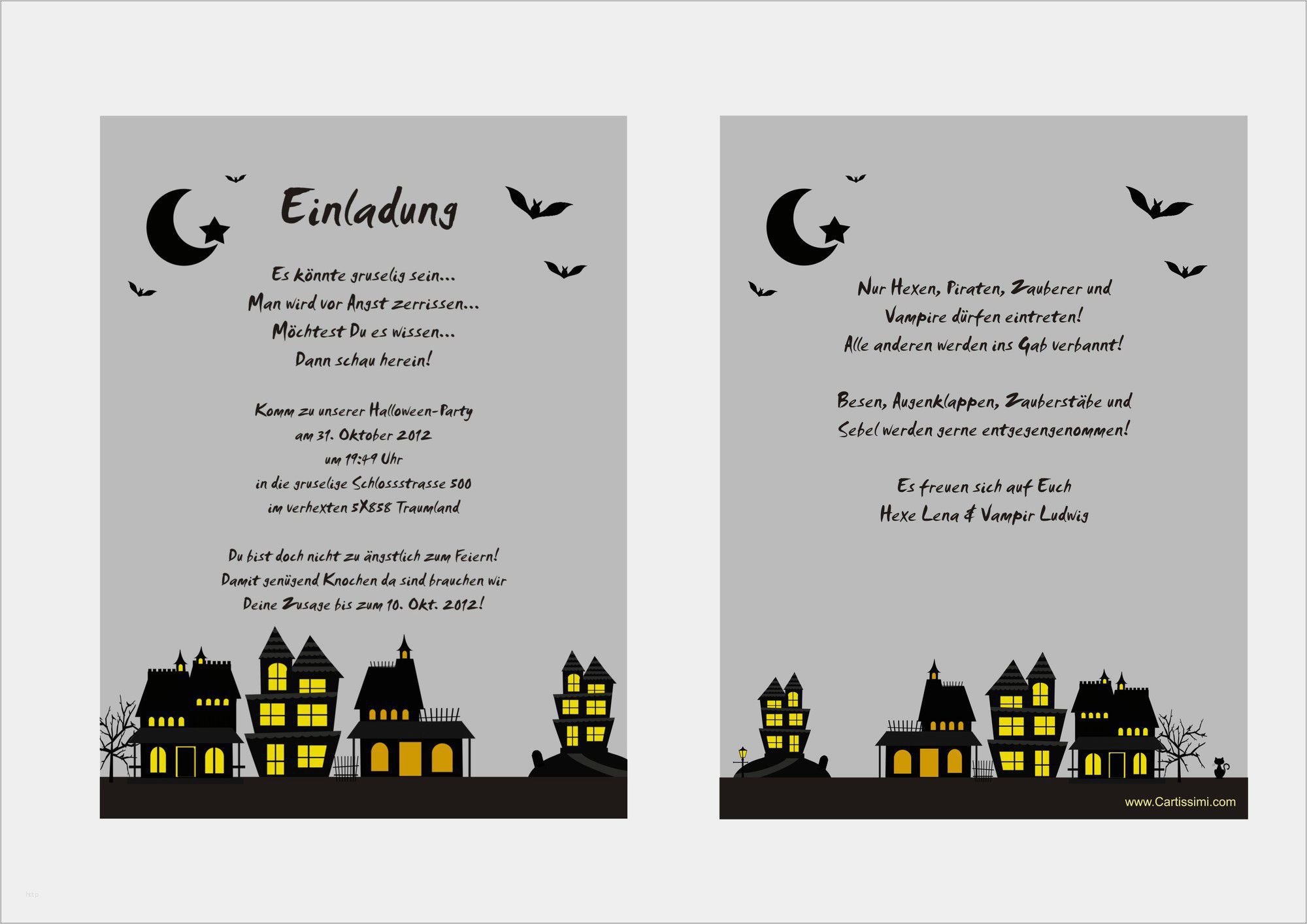 Einladungskarte Halloween Mustertext tolle Idee