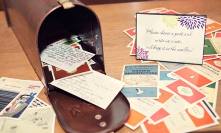 Postkarten Briefkasten kreative Idee Hochzeitsbuch