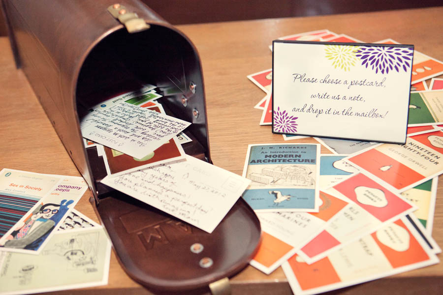 Postkarten Briefkasten kreative Idee Hochzeitsbuch