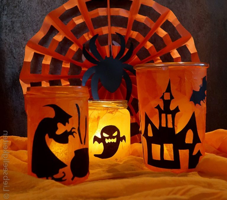 Halloween Deko mit Windlichtern und Kerzen - coole Bastelideen - ZENIDEEN