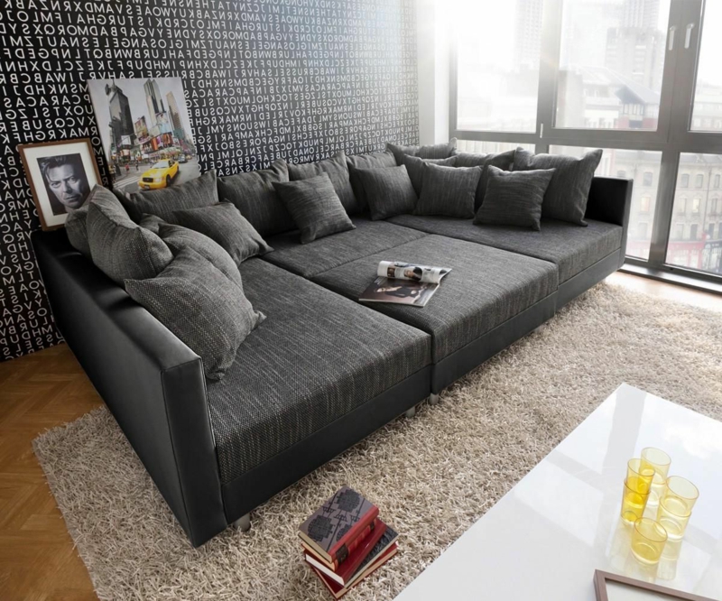 XXL Sofa kuschelweich grau