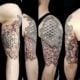 Tattoo Hexagone Mann Schulter Oberarm 3D Effekt