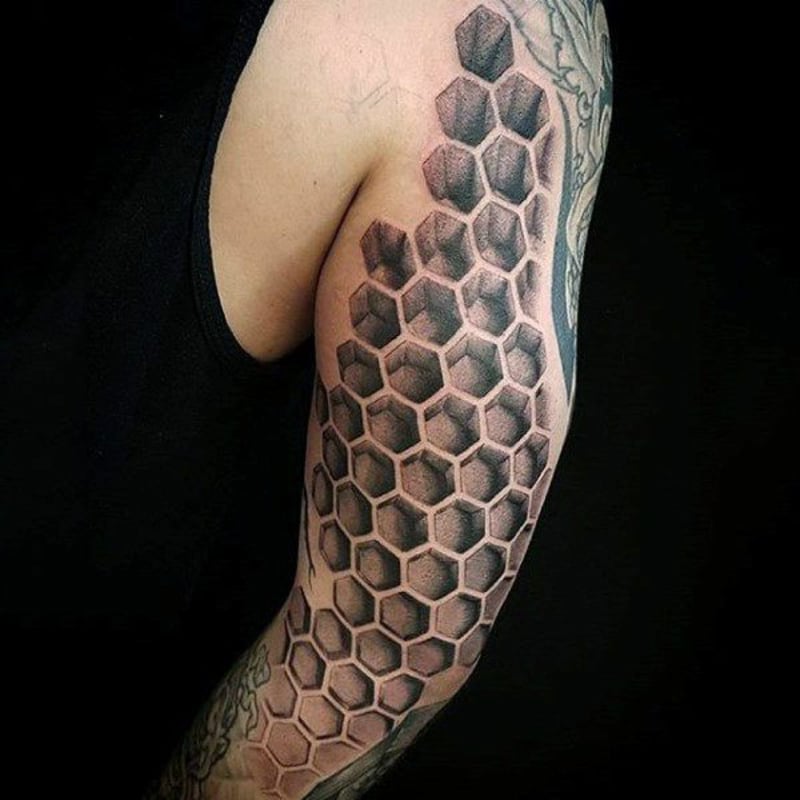 Tattoo Hexagone Mann Oberarm Unterarm