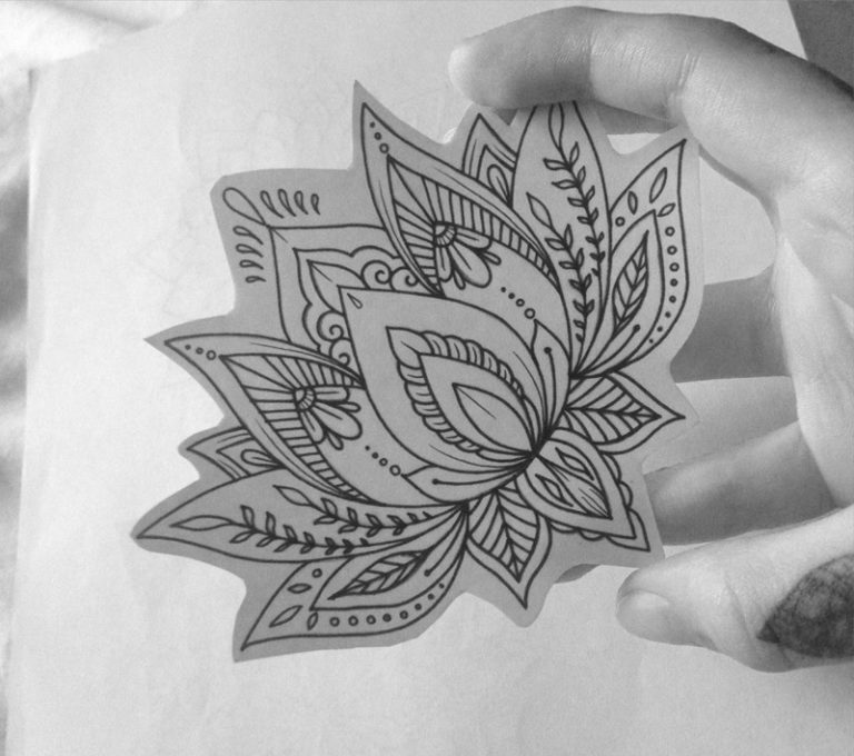10 X Lotus Mandala Fake Tattoo – Wasserdicht, Schwarz, 11,5x14,4 Cm, Mit Anleitung