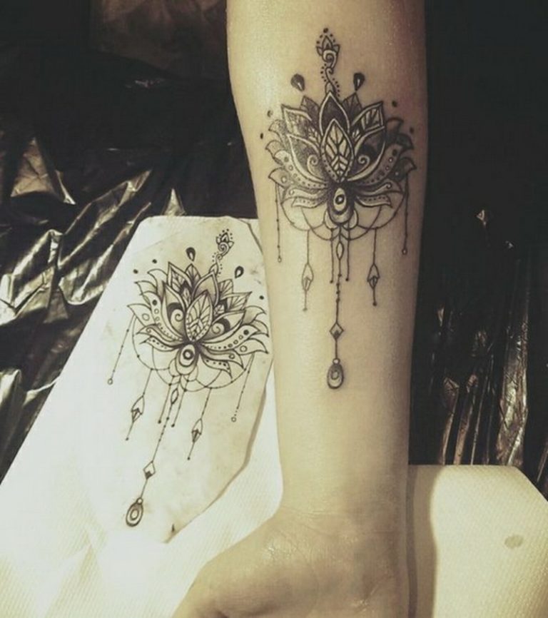 10 Stück Lotus Mandala Tattoos – Wasserfest, Schwarz, 11,5x14,4 Cm, Mit Deutscher Anleitung