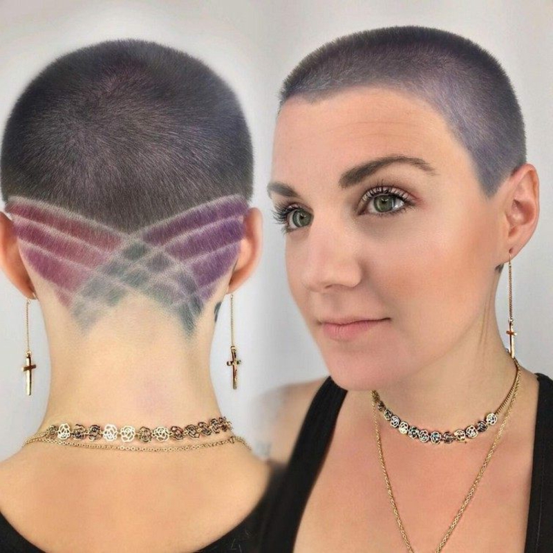 Haare kurz rasieren Frau Buzz Cut Muster