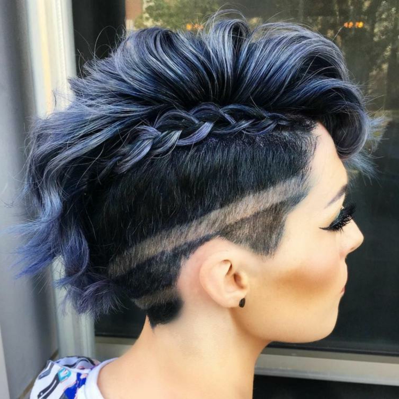 Sidecut Muster toll Flechtzopf blaue Haare