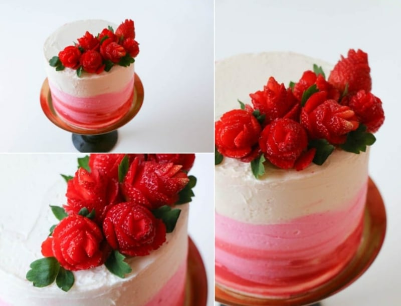 Erdbeer Deko für Torten Erdbeerrosen